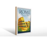 Femer Targa in legno da viaggio 30 x 40 cm Roma Italy Colosseo Decorazione Targa