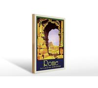 Femer Targa in legno da viaggio 30 x 40 cm Roma Italy Par le train de luxe ROME EXPRESS Decorazione