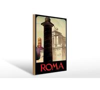 Femer Targa in legno da viaggio 30 x 40 cm Roma pilastro decorativo targa