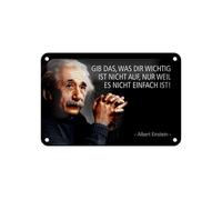 Femer Targa in metallo, 12 x 18 cm, Einstein gib das, was dir wichtig ist nicht auf