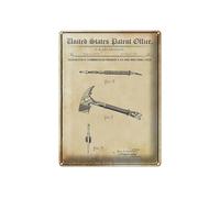 Femer Targa in metallo brevetto, 30 x 40 cm, design per un'ascia dei vigili del fuoco