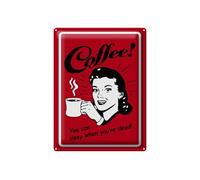 Femer Targa in metallo caffè 30 x 40 cm coffee you can sleep when you are dead cartello rosso