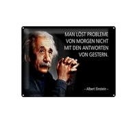 Femer Targa in metallo citazione 30 x 40 cm Einstein Problemi di domani Risposte di ieri
