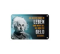 Femer Targa in metallo con citazione 12 x 18 cm Einstein blu die Besten Dinge im Leben Targa decorativa