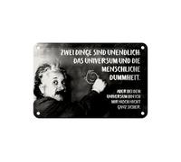 Femer Targa in metallo con citazione 12 x 18 cm Einstein Tafel zwei Dinge sind Infinitendlich Deko Schild