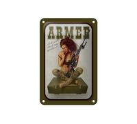 Femer Targa in metallo con scritta in lingua tedesca "Ich will doch nur SpielFrau auf Kiste, 12 x 18 cm