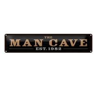 Femer Targa in metallo con scritta "The man cave Est. 1982", 46 x 10 cm