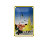 Femer Targa in metallo da viaggio, 12 x 18 cm, motivo: Freiburg Die Stadt des Waldes des Weiner Deko
