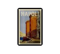 Femer Targa in metallo da viaggio 12 x 18 cm Napoli Italia Torri sul mare