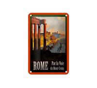 Femer Targa in metallo da viaggio 12 x 18 cm Roma Italia Par la voie du Mont Cenis