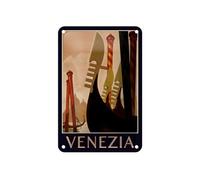 Femer Targa in metallo da viaggio, 12 x 18 cm, Venezia Italia, Gondoliere