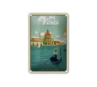 Femer Targa in metallo da viaggio 12 x 18 cm Venice Italy Venezia City of Water Deko Targa