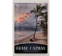 FEMER Targa in metallo da viaggio 20 x 30 cm Grand Cayman Caraibi America Isola