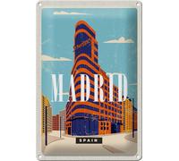 Femer Targa in metallo da viaggio 20 x 30 cm Madrid Spain Destinazione