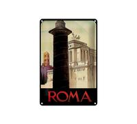 Femer Targa in metallo da viaggio, 20 x 30 cm, motivo: pilastro Roma