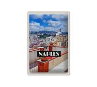 Femer Targa in metallo da viaggio 20 x 30 cm Naples Italy Napoli Panorama cielo scudo tin Sign