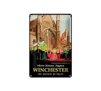 Femer Targa in metallo da viaggio, 20 x 30 cm, scritta "where history lingers Winchester"