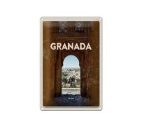 FEMER Targa in metallo da viaggio, 20 x 30 cm, stile retrò Granada Spain Architettura