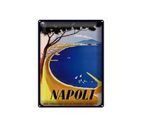 Femer Targa in metallo da viaggio, 30 x 40 cm, Napoli Italia, Mare