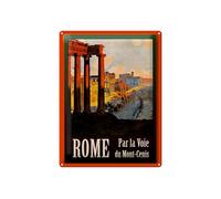 Femer Targa in metallo da viaggio 30 x 40 cm Roma Italia Par la voie du Mont Cenis