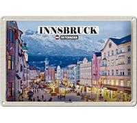 Femer Targa in metallo da viaggio Innsbruck Austria Natale 30 x 20 cm
