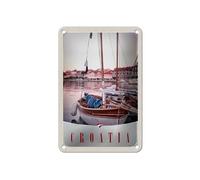 FEMER Targa in metallo viaggio 12 x 18 cm Croazia barche città mare vacanza cartello