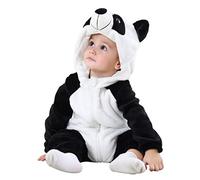 FeMereina Costume da panda per cosplay, pagliaccetto con cappuccio, morbido per bambini, per Halloween, tuta invernale con animali (bianco, 4-5T)