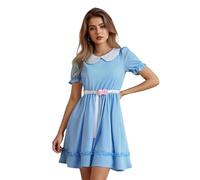 FeMereina Costume di Halloween raccapricciante Grady Twins, da donna, blu, babydoll The Shining Twins, costume di Halloween (celeste, M)