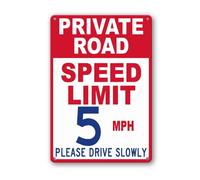 FemiaD Cartello "Private Road Speed Limit 5 MPH", 20,3 x 30,5 cm, in metallo e alluminio, per guida esterna, cartello per casa, giardino, interni ed esterni, resistente alle intemperie