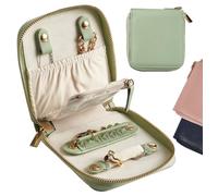 FEMIECHO Custodia organizer per gioielli da viaggio, per collane, orecchini, anelli, bracciali, oggetti essenziali da viaggio, gioielli alla moda da donna, piccola verde macaron