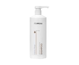 FemMas Argan & Keratin Shampoo con oli vegetali e proteine, olio di argan, proteine ricche per capelli sani ed elastici, qualità parrucchiere I 1000 ml con pompa