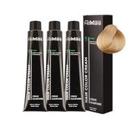 FemMas Colore per capelli, 3 x biondo chiaro Ash Gold 9.13, color crema per capelli con olio di argan, cheratina e ceramidi, colorazione permanente o tinta per risultati di colori brillanti, 100 ml