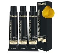 FemMas Colore per capelli Pure & Mix 3 colori gialli crema con olio di argan, cheratina e ceramidi, come colorazione permanente o tinta per capelli per risultati di colore brillanti e duraturi, 100 ml
