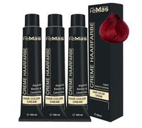 FemMas Colore per capelli Pure & Mix, 3 colori rossi, crema con olio di argan, cheratina e ceramidi, come colorazione permanente o tinta per capelli per risultati di colore brillanti e duraturi, 100
