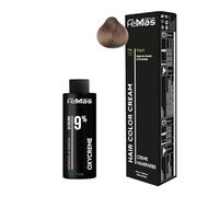 Femmas Set di colori per capelli biondo chiaro 8 I Hair Color Cream 100 ml + Oxycreme 100 ml 9% I Colorazione permanente per capelli + sviluppatore, delicato e duraturo, colore per capelli per la casa