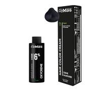 Femmas Set di colori per capelli nero, 1 crema per capelli da 100 ml + crema da 100 ml, 6%, colorazione permanente per capelli + sviluppatore, delicato e duraturo, colore per la casa