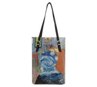 Femme Cuir Vegan Bleu Sac d'épaule - Vincent van Gogh Lost Mind Muse Motif