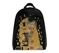 Femme Cuir Vegan Noir Sac à dos - Gustav Klimt The Kiss Muse Motif