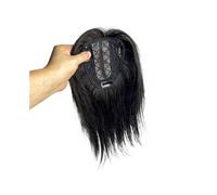 Femmes Cheveux 10X11cm Parte centrale PU Scalp Clip In Toppers Con Frangia 3D Air Bangs Toppers Invisibili for Capelli Umani for Donne Extension per Capelli(Natural Black 12inch)