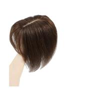 Femmes Cheveux 12x13 cm Toppers veri capelli umani for le donne Clip di capelli umani dritti su parrucche con frangia Topper in pizzo parrucchino Densità 150% Extension per Capelli(12inch,Brown With B