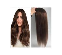 Femmes Cheveux 15x16cm Base in seta Remy Real Clip In parrucca di capelli umani Toppers for donne Extension per Capelli(18 inch,Medium Brown)
