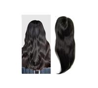 Femmes Cheveux 15x16cm Base in seta Remy Real Clip In parrucca di capelli umani Toppers for donne Extension per Capelli(16 inches,Black)