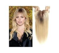 Femmes Cheveux 4"x5.5" Toppers for capelli umani Remy Parrucche con frangia Clip di base in seta Pezzi nell'estensione dei capelli Topper for capelli for donna Extension per Capelli(Ombre Brown Blonde
