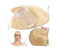 Femmes Cheveux Clip con base in seta 7x12,5 cm nell'estensione dei capelli, topper for capelli for donne 6"-18" veri capelli umani con frangia, pezzi di capelli lisci con densità al 150% Extension per