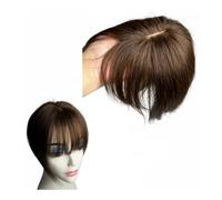 Femmes Cheveux Clip da 10 pollici in frangia di capelli umani con frangia 3D, toupet di capelli umani in pizzo for donne Extension per Capelli(B31 Dark Brown)