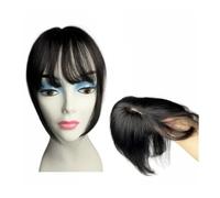 Femmes Cheveux Clip da 10 pollici in frangia di capelli umani con frangia 3D, toupet di capelli umani in pizzo for donne Extension per Capelli(B31 Natural Black)