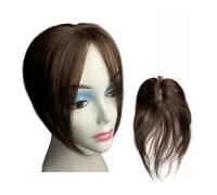 Femmes Cheveux Clip da 10 pollici in frangia di capelli umani con frangia 3D, toupet di capelli umani in pizzo for donne Extension per Capelli(B24 Dark Brown)