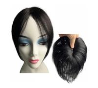 Femmes Cheveux Clip da 10 pollici in frangia di capelli umani con frangia 3D, toupet di capelli umani in pizzo for donne Extension per Capelli(B24 Natural Black)