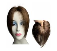 Femmes Cheveux Clip da 10 pollici in frangia di capelli umani con frangia 3D, toupet di capelli umani in pizzo for donne Extension per Capelli(B24 Ligth Brown)