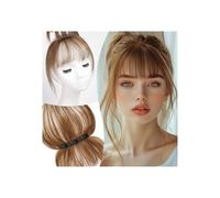 Femmes Cheveux Frangia di capelli umani for donne Frangia sottile 3D marrone naturale Clip in frangia con fermaglio for capelli Copertura completa a 360° Extension per Capelli(Ash Brown)